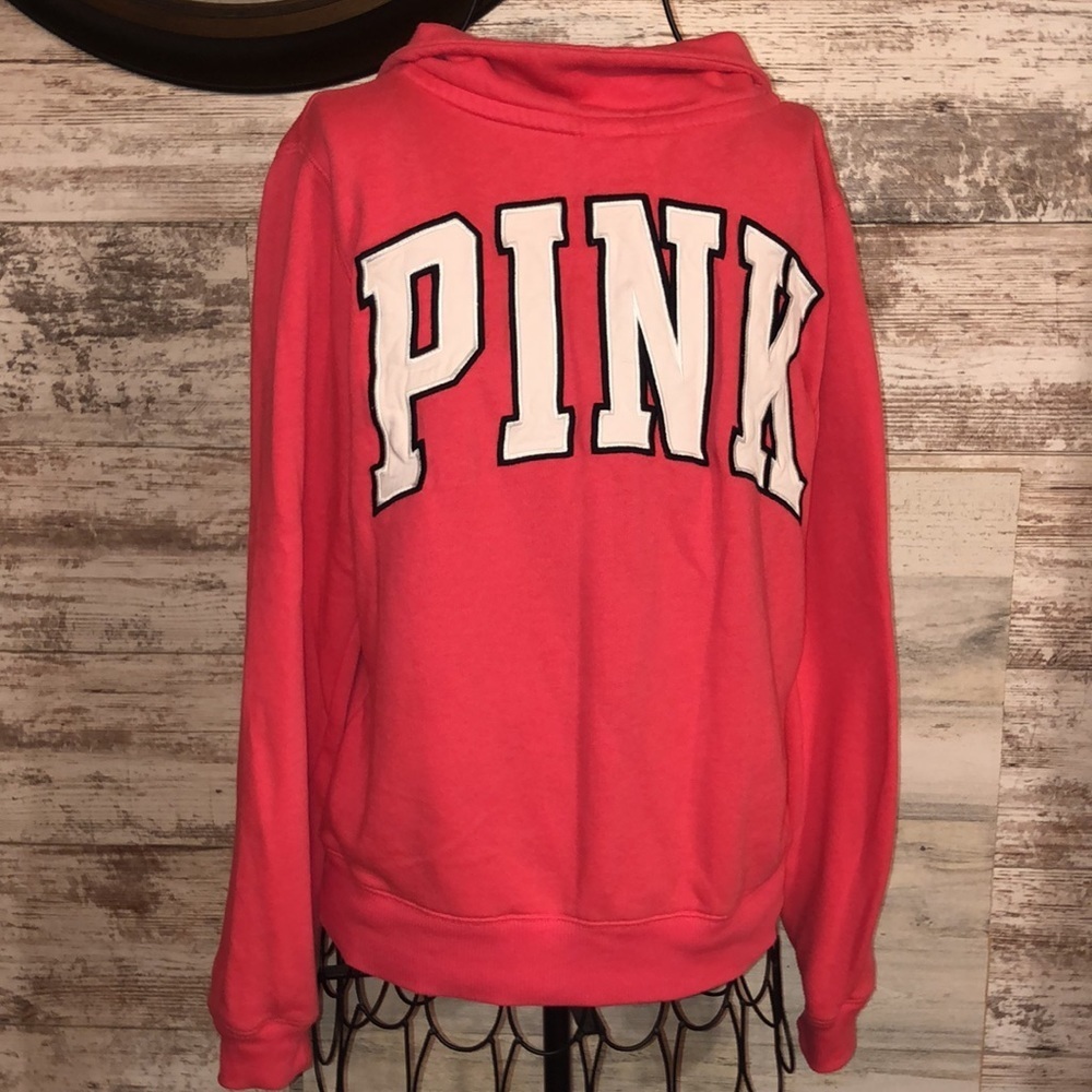 Victoria’s Secret pink neon pink quarter zip sweatshirt size small pink top​